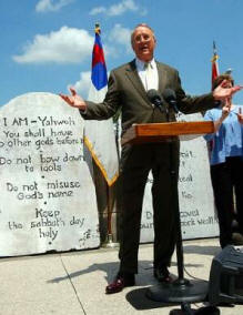 Church leader preaching the Ten Commandments